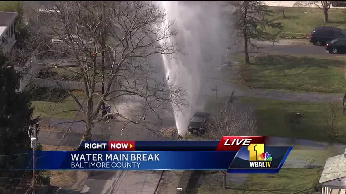 Video: Water main break shoots water into air