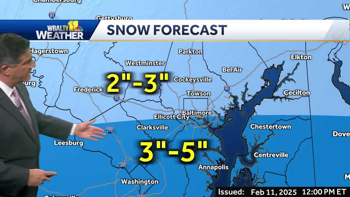 Snow begins Tuesday, continues overnight in Maryland