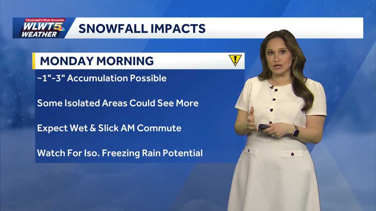 Snow showers impact Greater Cincinnati Monday morning