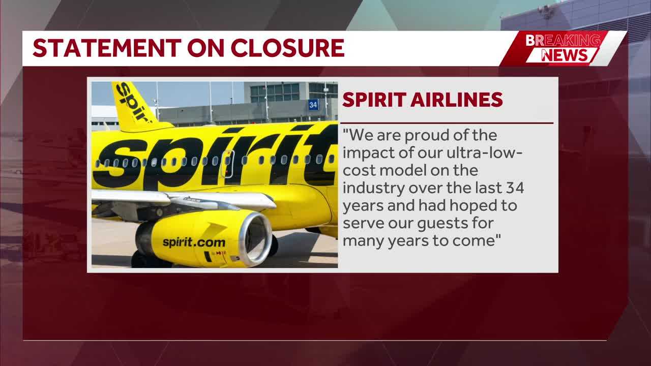 Spirit Airlines shuts down immediately, cancels all flights nationwide