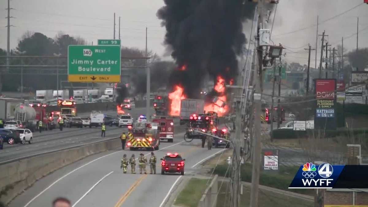 Fuel tanker crash kills 2, causes massive fire on I-85