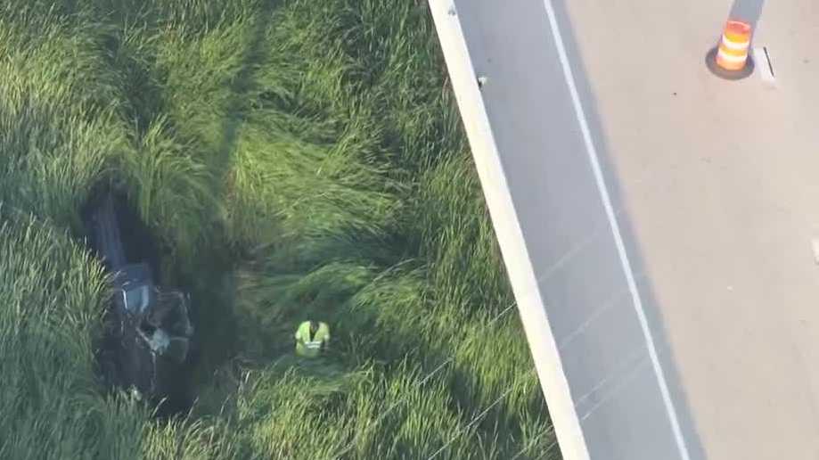 Truck falls off I-43 overpass into marsh at Hale Interchange