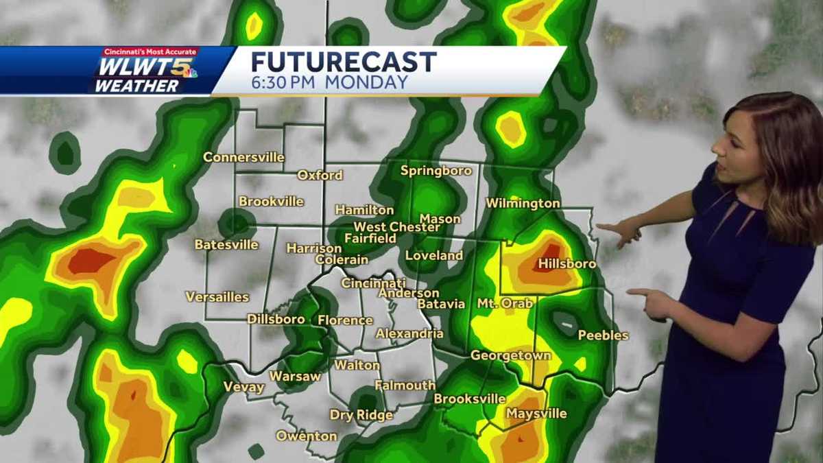 Scattered storms for Monday evening
