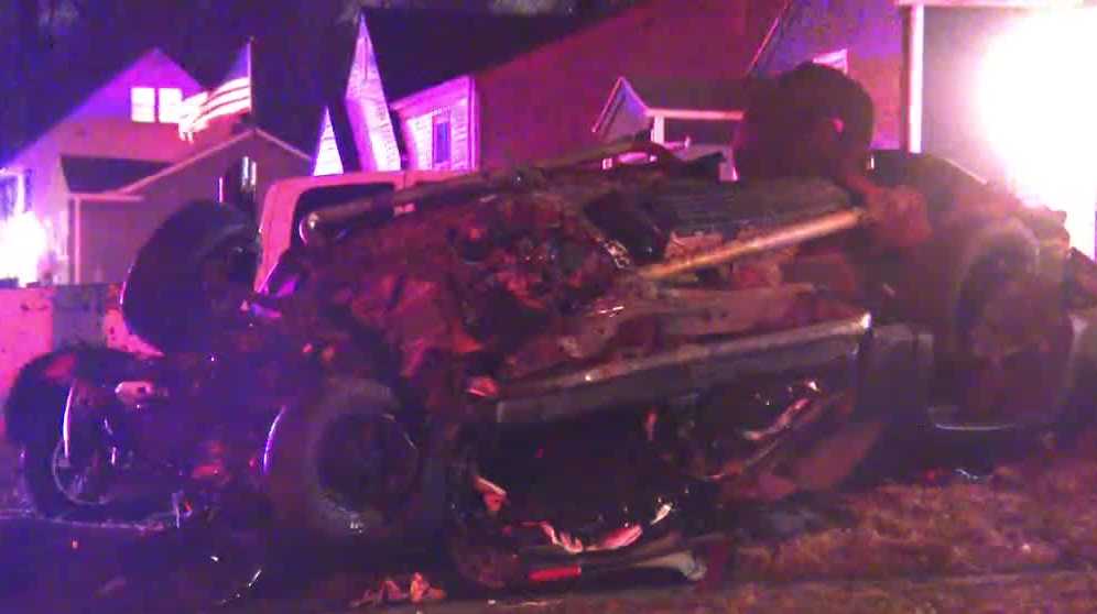 Truck rolls after driver loses control early Saturday morning