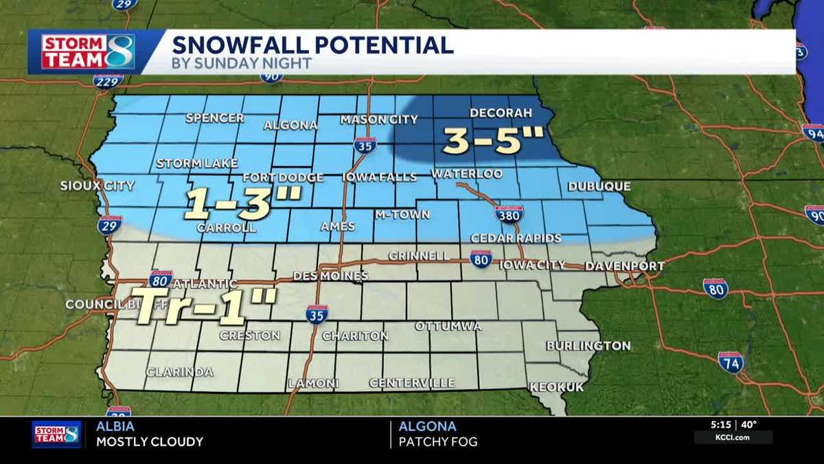 Iowa weather: Mild temperatures and fog Saturday with wind and snow Sunday