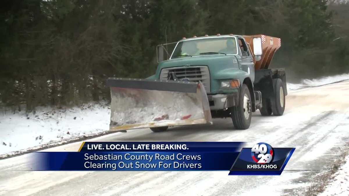 Crews in Sebastian County work to clean up roads during snow