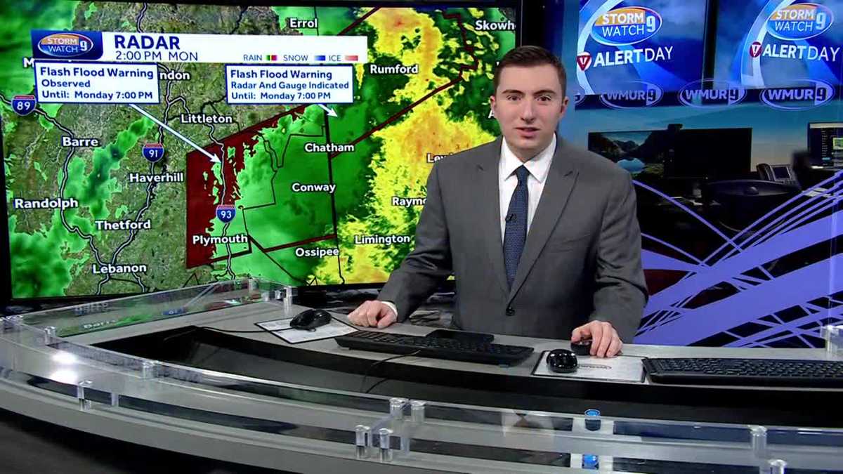 New Hampshire weather video: Areas of heavy rain, strong winds