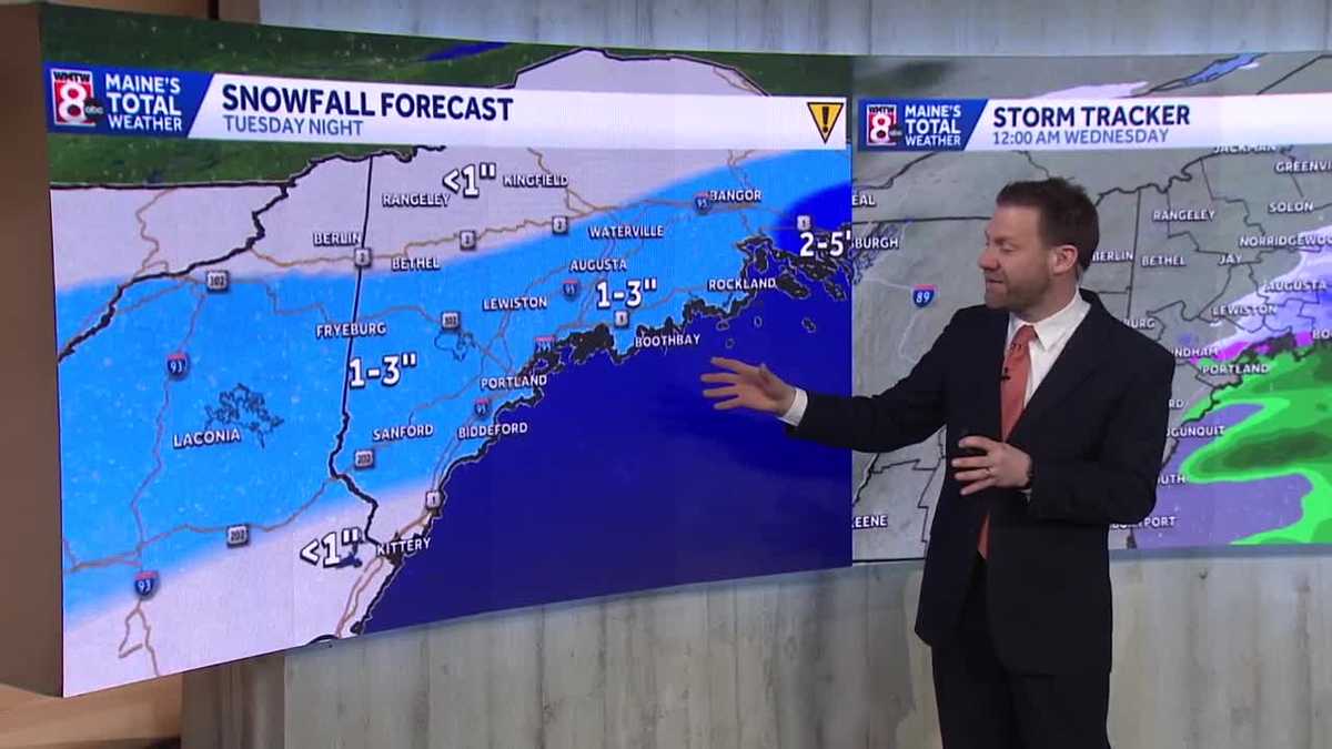 Snow on the way to Maine Tuesday evening