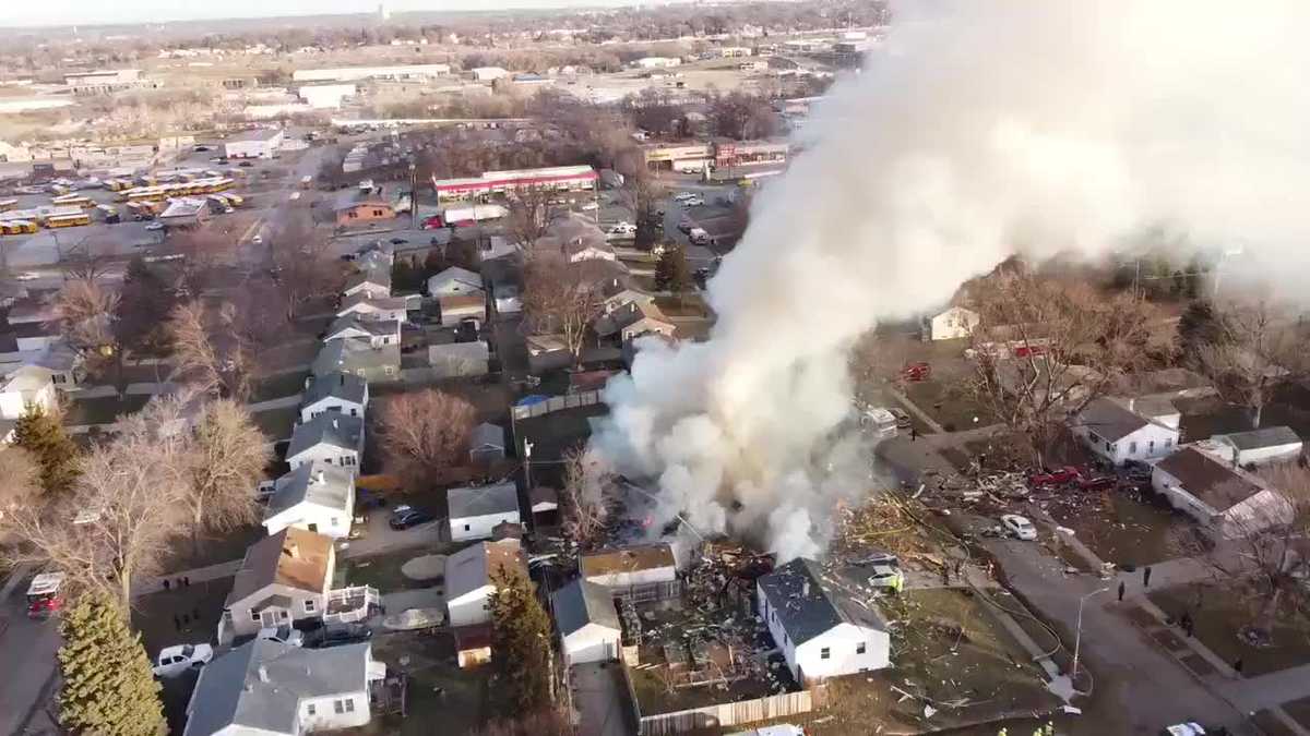 Drone video shows Omaha house explosion site from above