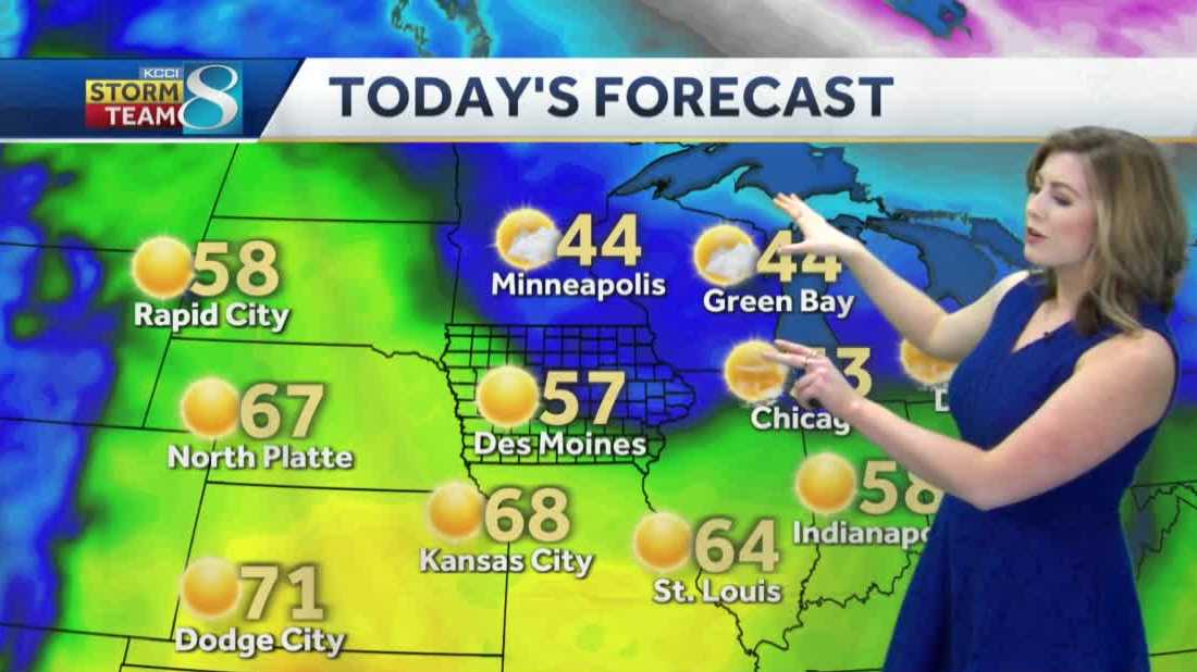 Iowa on the border of temperature swing