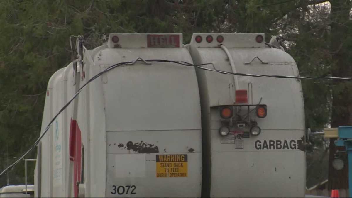 Power line traps driver inside truck
