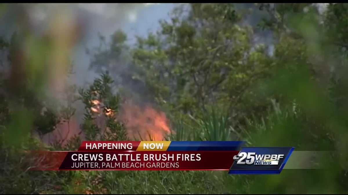 Crews battle brush fire in Jupiter, Palm Beach Gardens