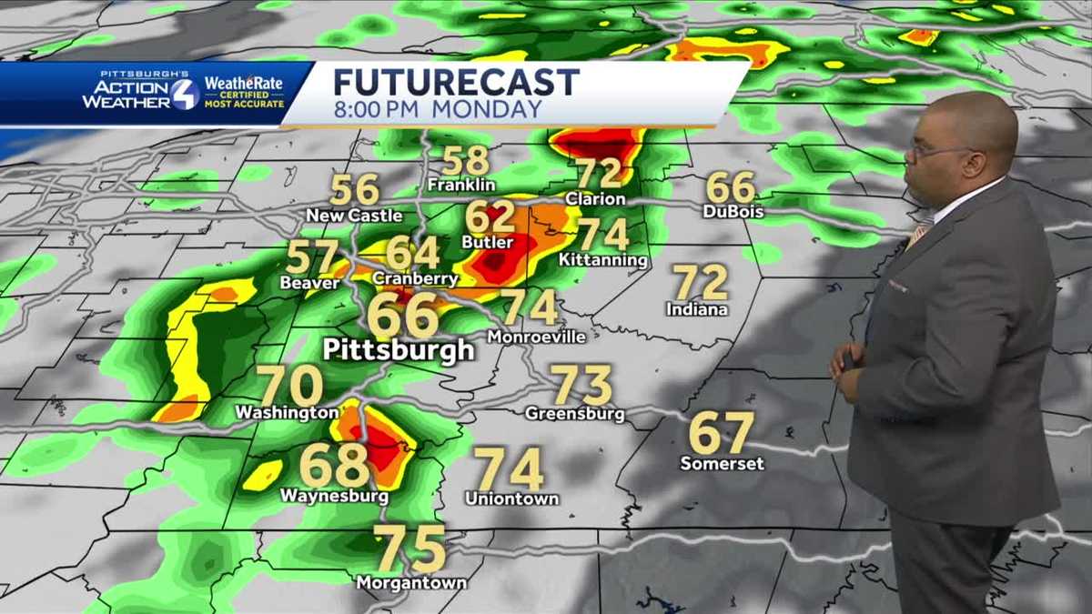 Showers and storms return late Monday