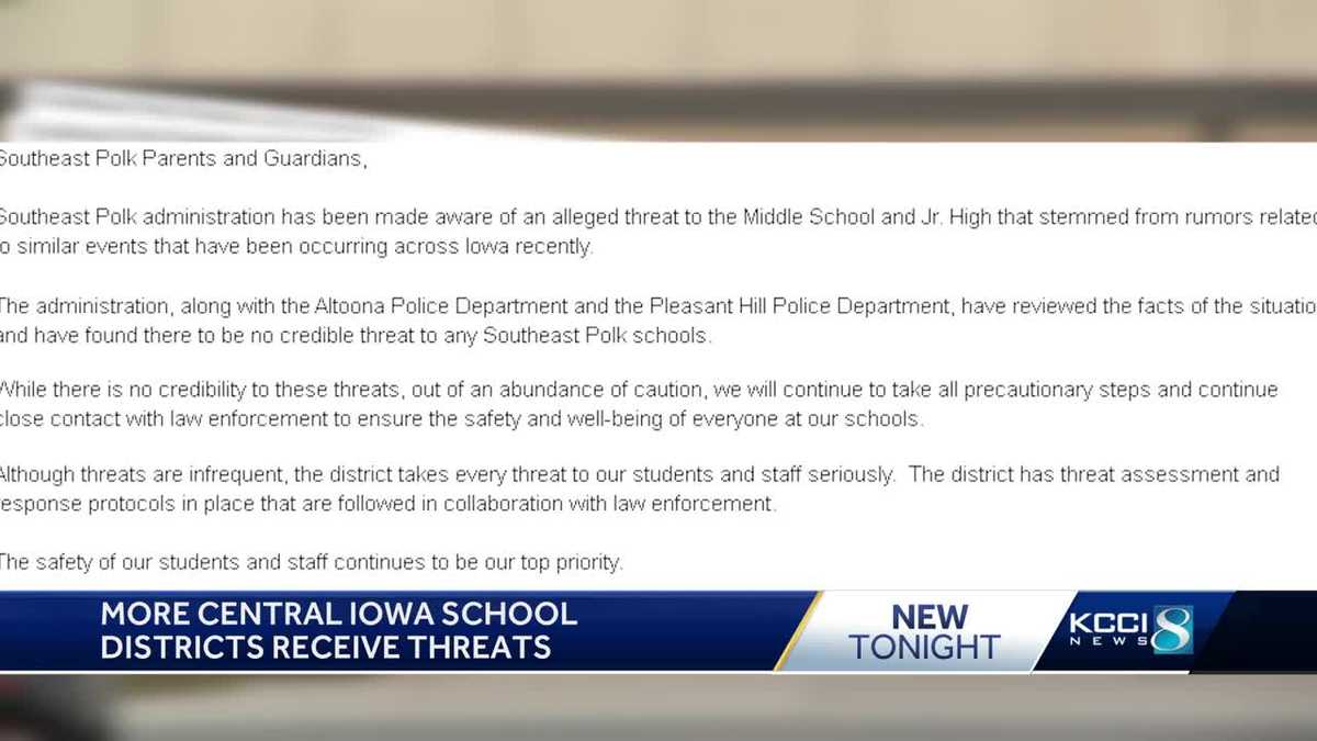 Iowa school threats: Southeast Polk threat deemed not credible