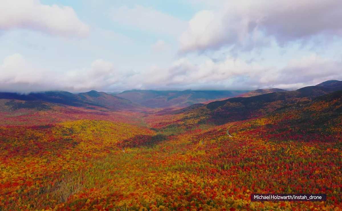 Drone captures incredible fall foliage along New Hampshire's Kancamagus