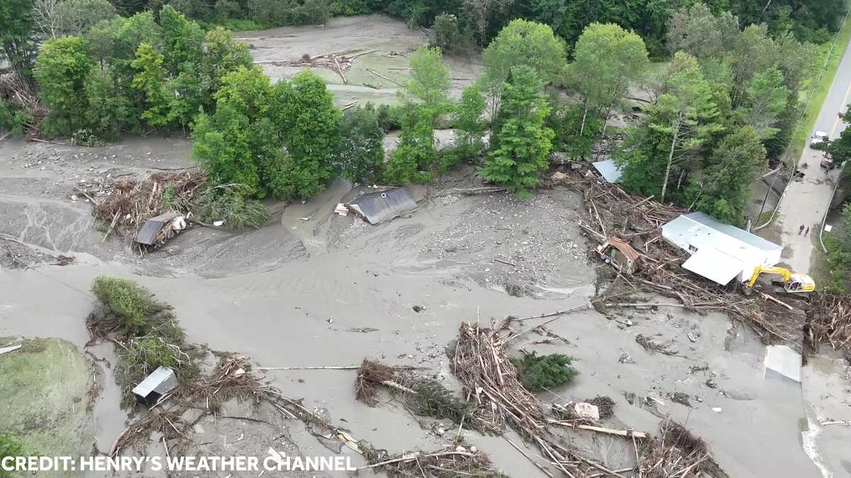 Drone video See flooding damage in Lyndonville, St. Johnsbury VT