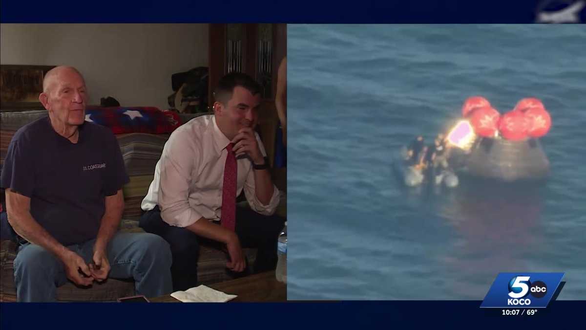 Father watches with pride as Oklahoman greets Artemis II astronauts after historic splashdown