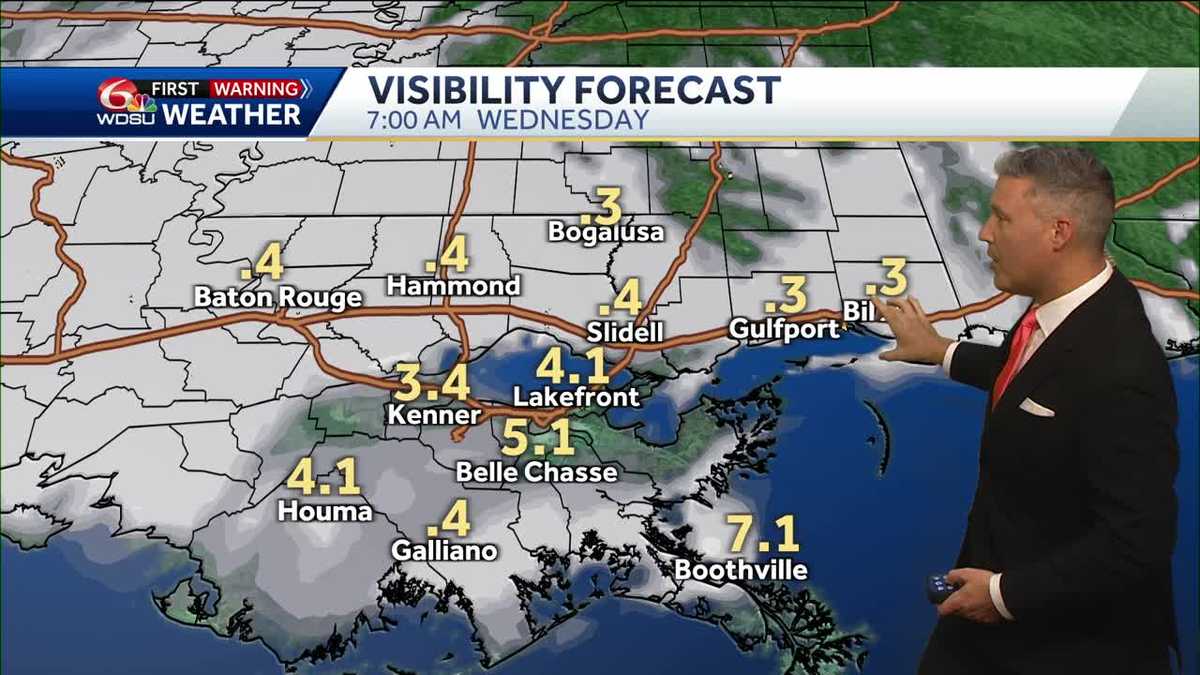 New Orleans weather forecast fog low temp high temp rain chances