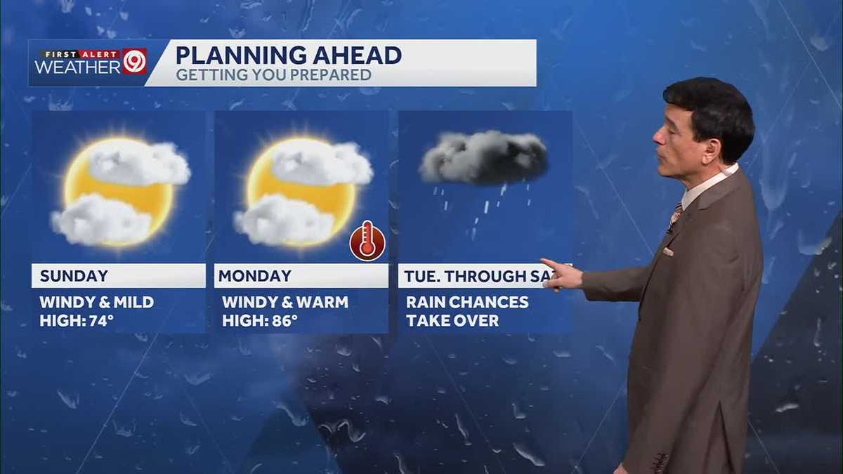 Windy and warmer Sunday and Monday