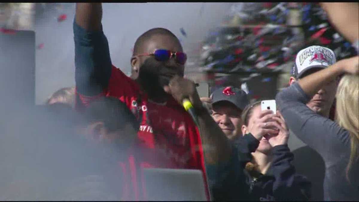 David Ortiz celebrates World Series win with Copley Square crowd