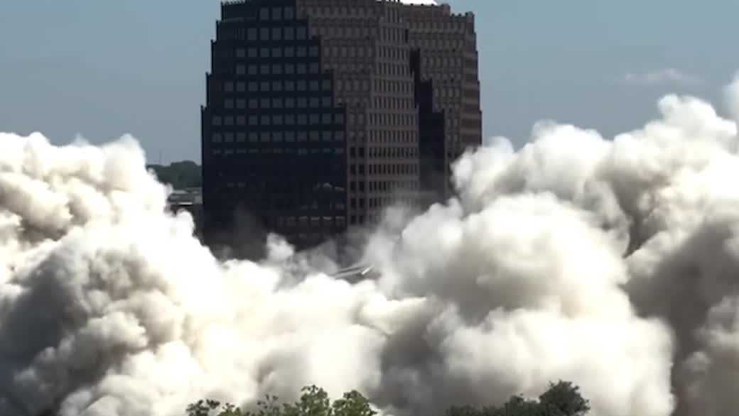 Westport landmark comes down as former Embassy Suites imploded in Kansas City
