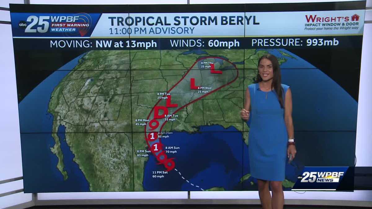 Beryl can strengthen before landfall in Texas Monday morning