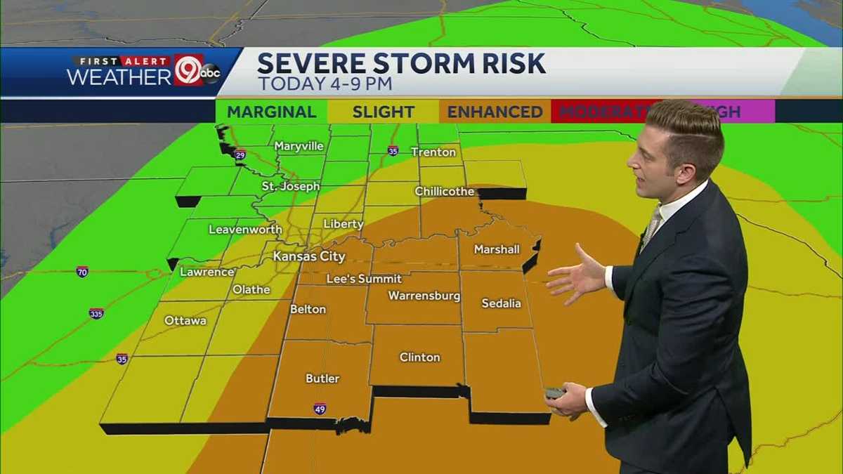 Cold front bringing showers, risk for severe storms