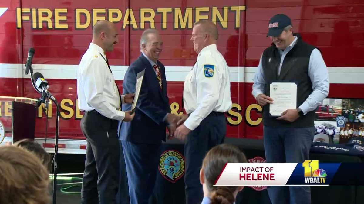 Baltimore County firefighters honored for helping North Carolina