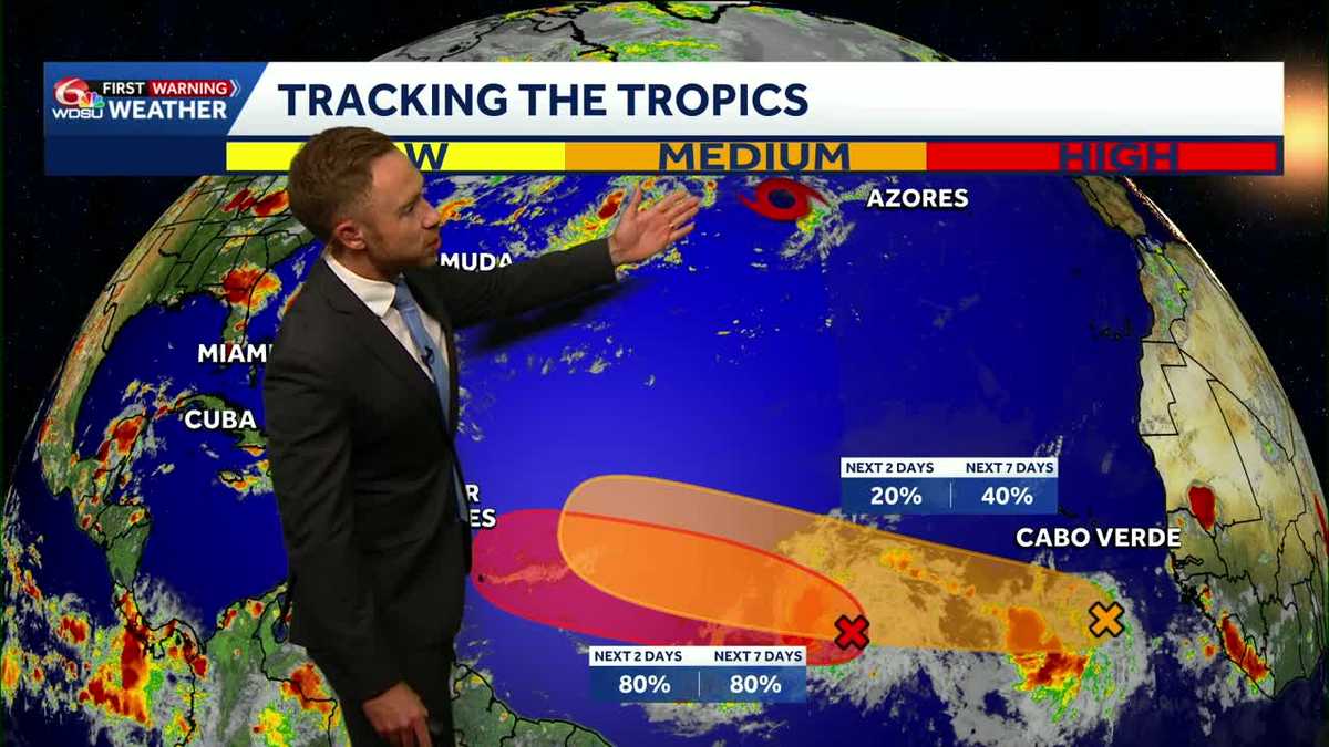 Tracking three disturbances in the tropics, building heat wave in Louisiana