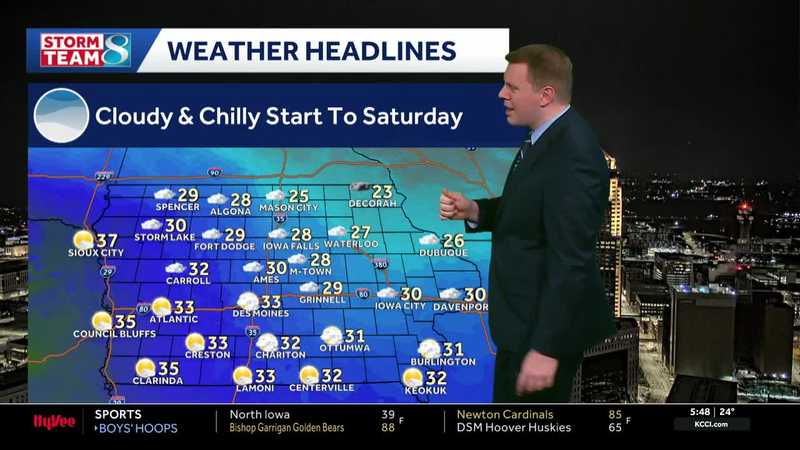 Iowa weather: Staying cloudy and chilly Saturday, slow warming for next week