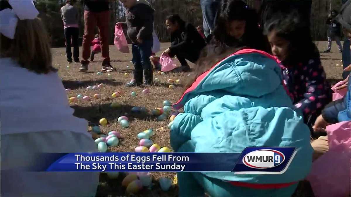 Thousands of eggs fall from sky during annual Helicopter Egg Drop