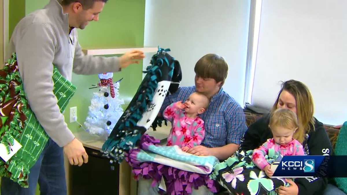 Ankeny family donates 320 fleece blankets to hospital