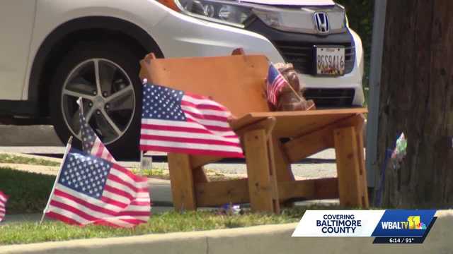 Hundreds of chairs line Frederick Road ahead of Catonsville Fourth of July celebration