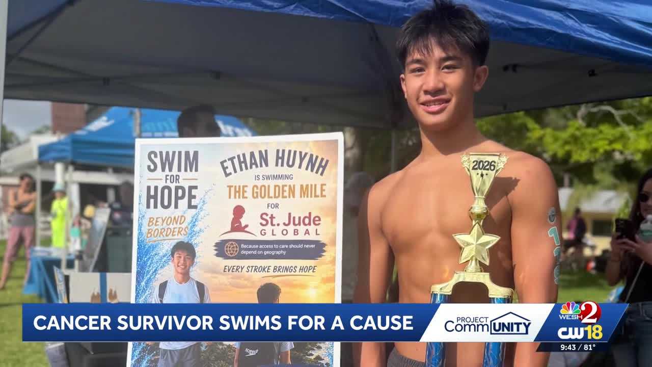 Florida teen swimmer inspires kids fighting cancer