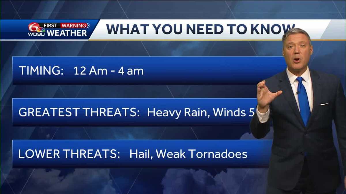 New Orleans Louisiana when will severe storms arrive tonight