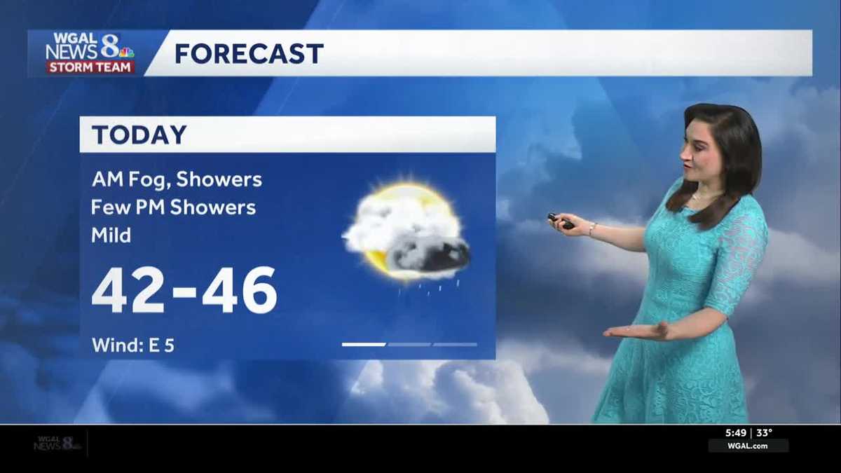 Dense morning fog, few showers today