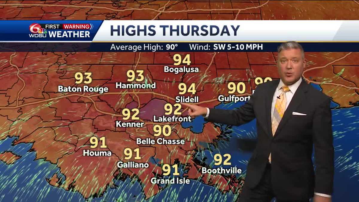 New Orleans weather forecast high temp heat index rain chances