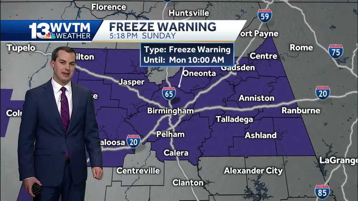 Freeze Warning Monday morning