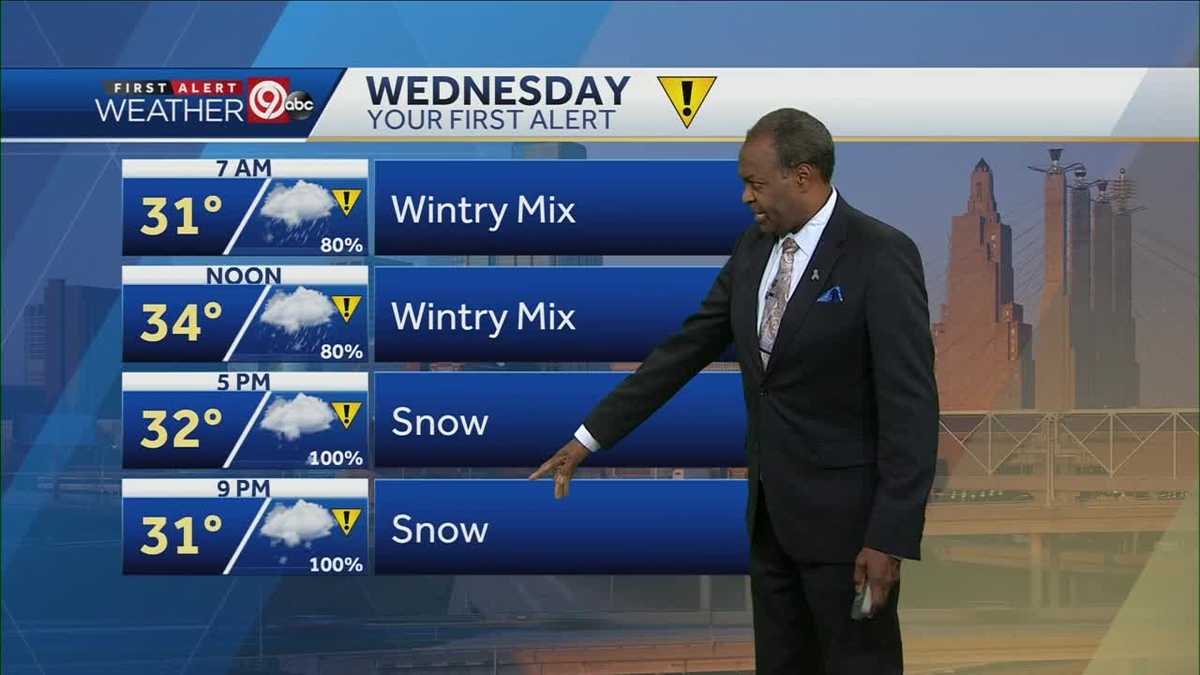 Wintry mix to change over to snow Wednesday