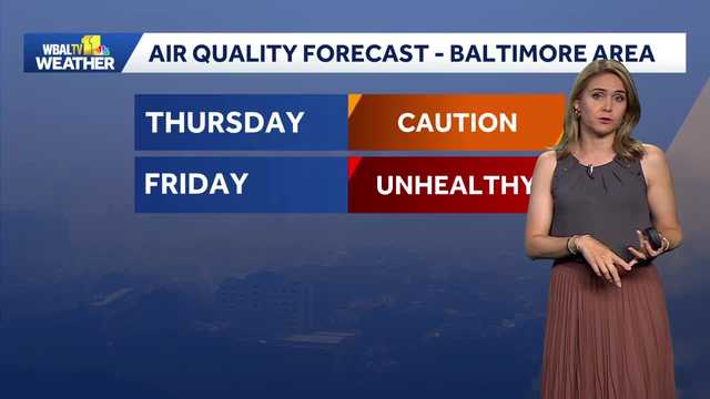Hot with smoky skies in Maryland on Thursday