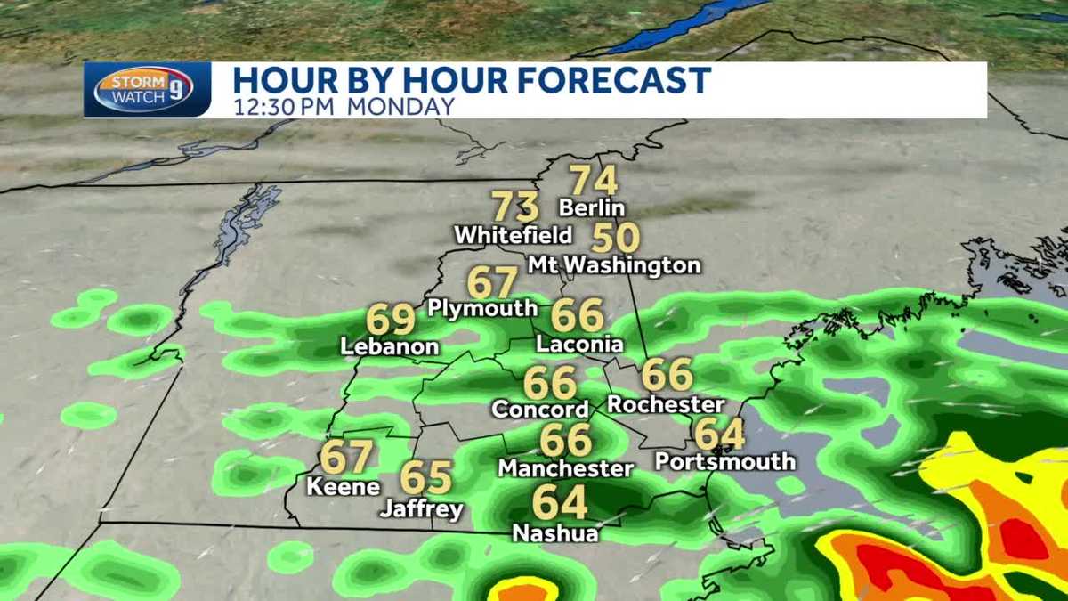 NH hourly timeline More heavy rain for southern NH