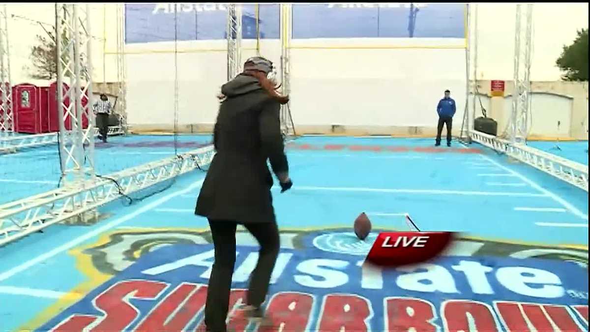 ICYMI Margaret Orr kicks a football at Sugar Bowl Fan Fest