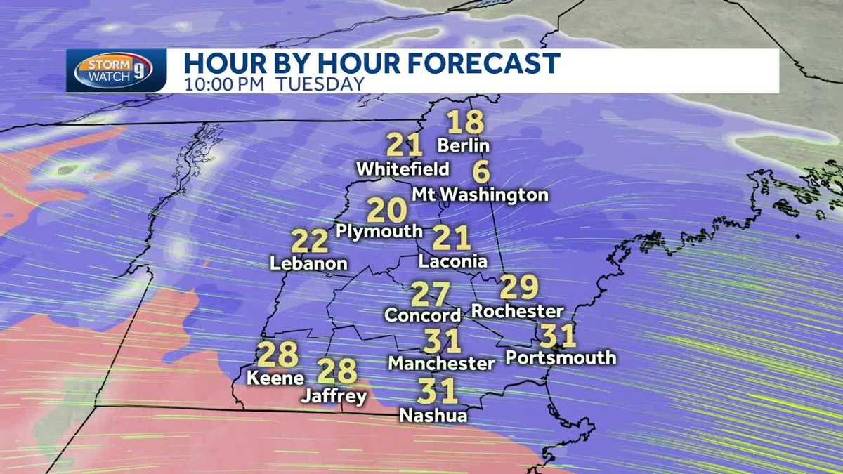 Hour by hour: Snow for all of NH to start, wintry mix to factor in