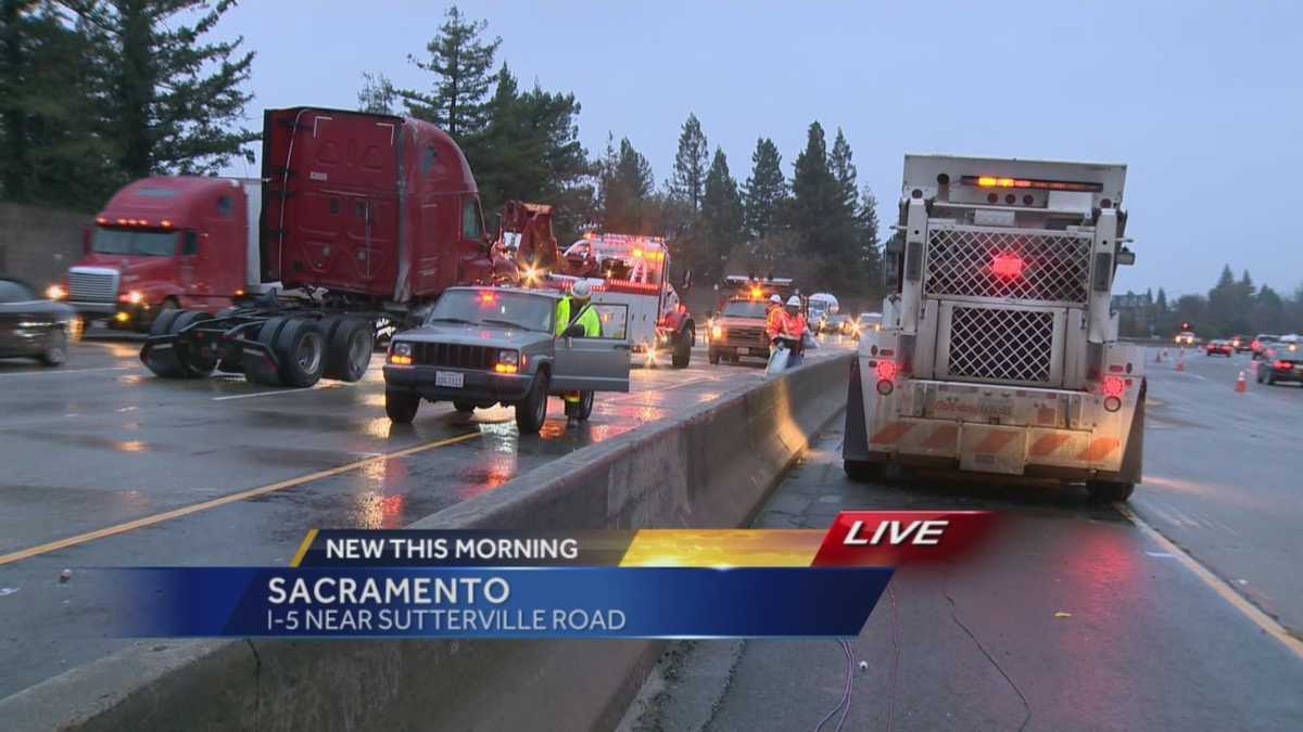 2 big rig crashes snarl commute on I-5 in Sacramento