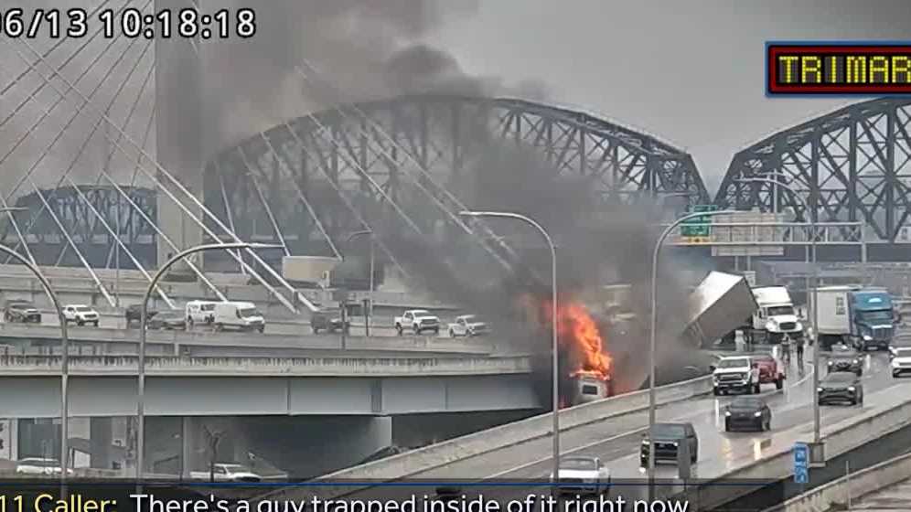 911 calls released from fiery crash where semi fell off I-65