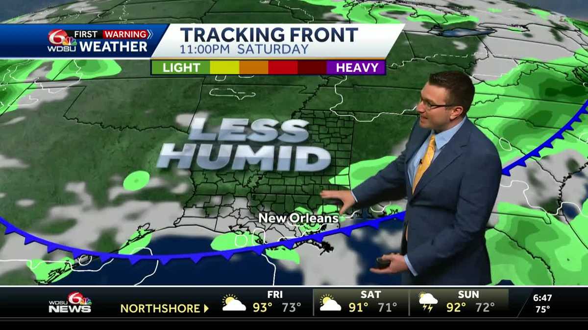 Mainly sunny and seasonable, tracking cold front on the way