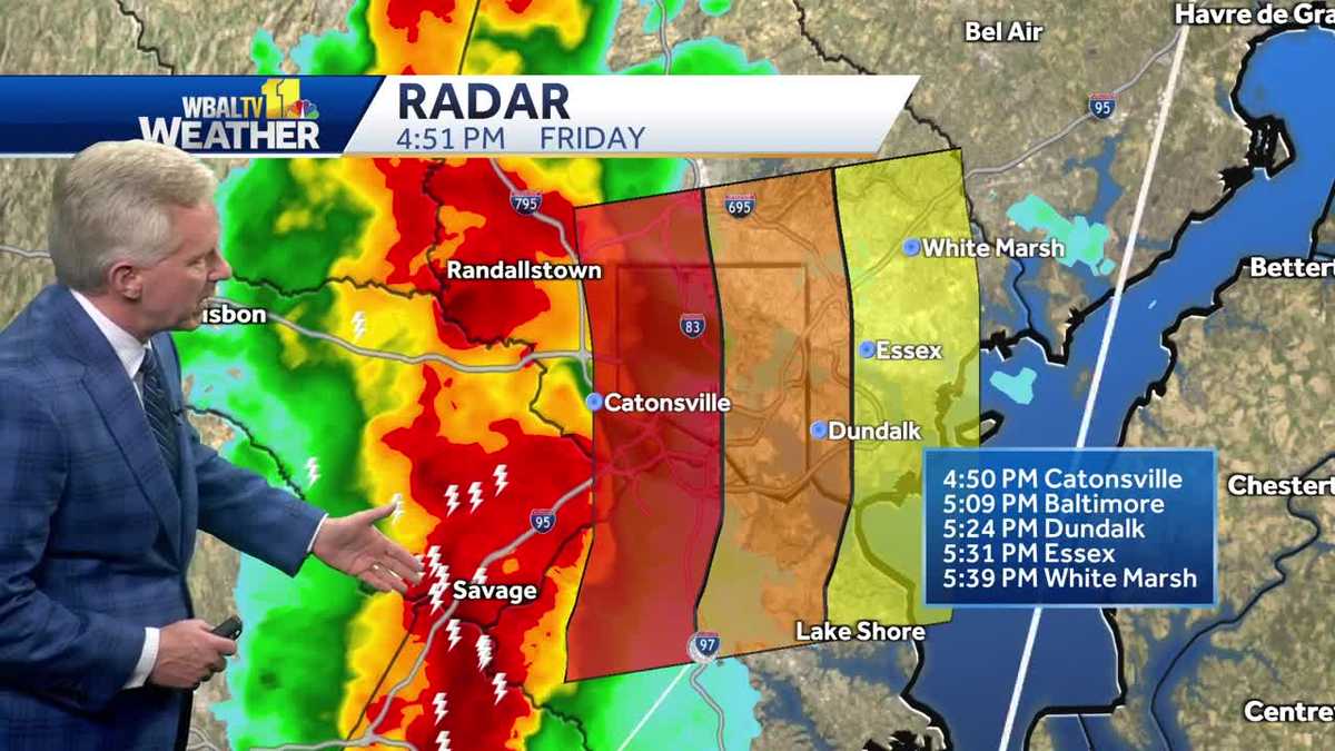 Isolated severe storms moves through Maryland