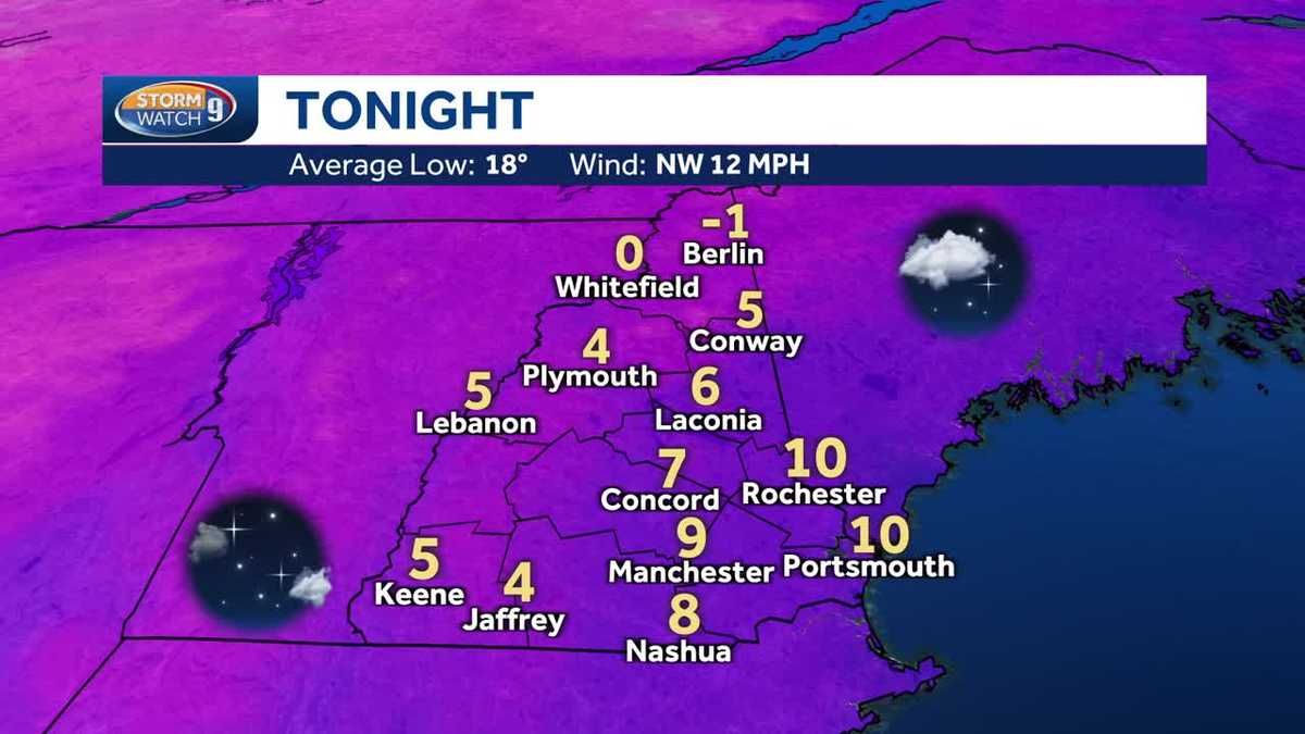 NH forecast video: Arctic cold air moves in Saturday night