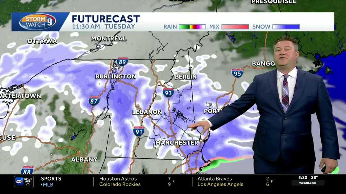 New Hampshire forecast video: Light snow Tuesday before warm up