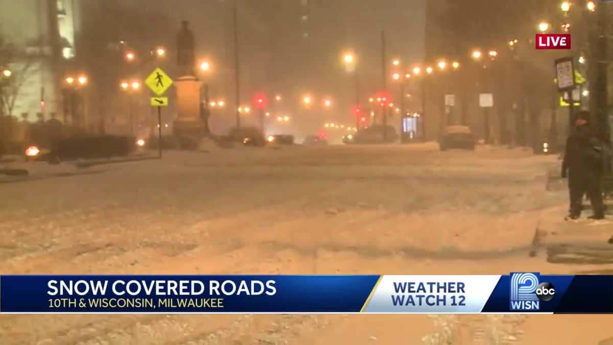 Winter storm drops snow on Wisconsin roads for evening commute